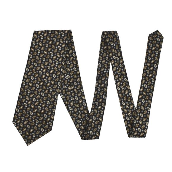 Blacker by Stanley Blacker Tie Necktie Mens Silk Paisley Squares Black 60 in - Picture 3 of 7